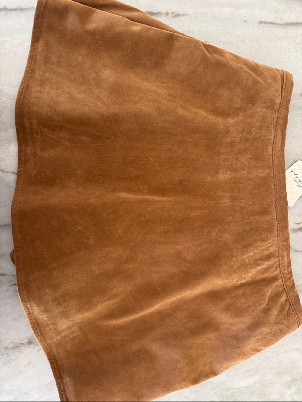 Free People Suede Mini Skirt — Warm Chestnut